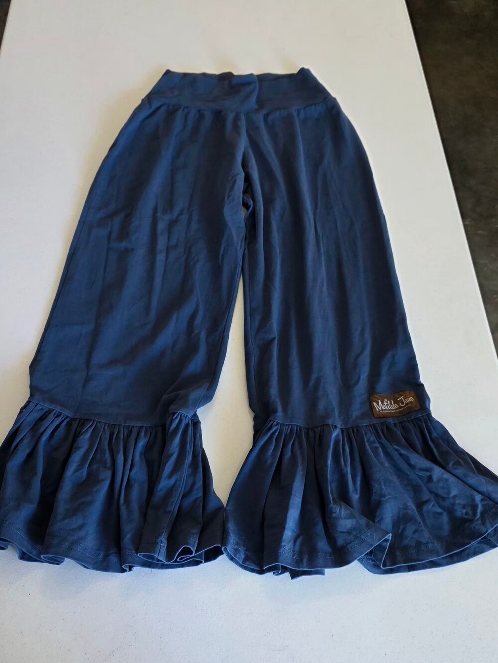 Matilda Jane Womens Small Make Believe Blue Ruffle Wide-Leg Pants Elastic Waist